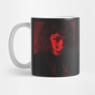 Beautiful girl red lighting. Some black spots. Dark and beautiful. Mug